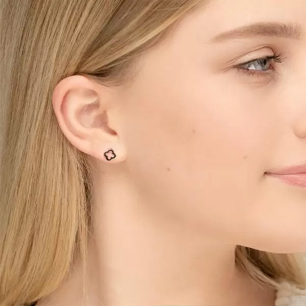 Leaf Jewelry Ohrstecker Clover, 14 K Weissgold