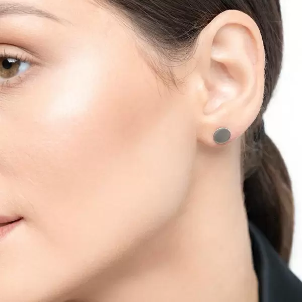 Leaf Jewelry Ohrstecker Disc 8 Mm, 14 K Weissgold