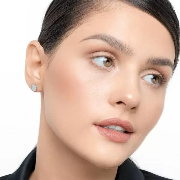 Leaf Jewelry Ohrstecker Disc 8 Mm, 14 K Weissgold