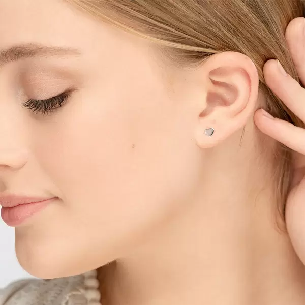 Leaf Jewelry Ohrstecker Herz, 14 K Weissgold