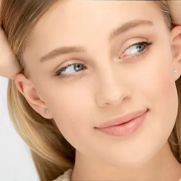 Leaf Jewelry Ohrstecker Herz, 14 K Weissgold