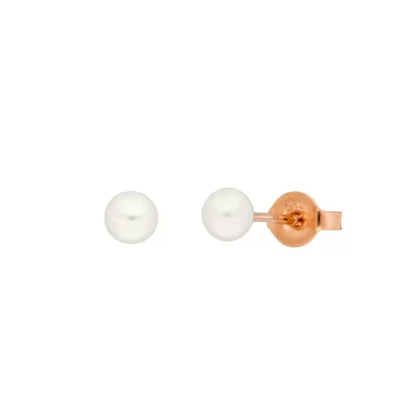 Leaf Jewelry Ohrstecker Perle, 4mm, 14 K Rosegold