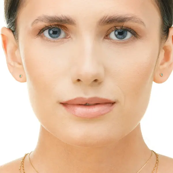 Leaf Jewelry Ohrstecker Smaragd, 14K Rosegold