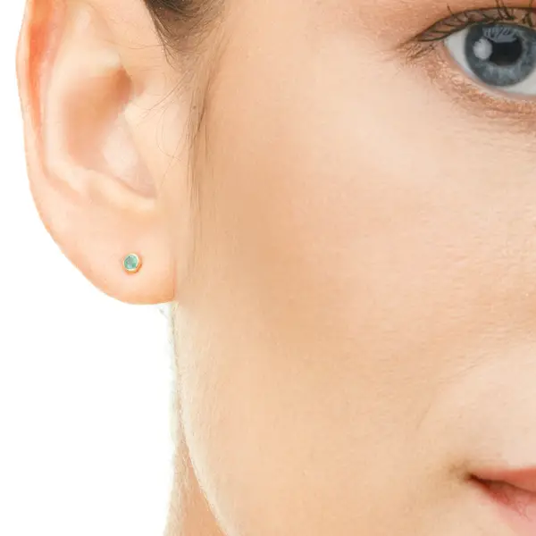 Leaf Jewelry Ohrstecker Smaragd, 14K Rosegold