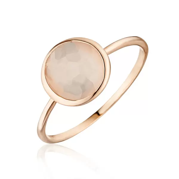 Leaf Jewelry Ring 14 K Roségold, Rosenquarz
