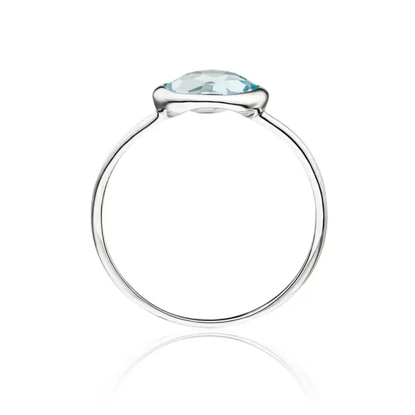 Leaf Jewelry Ring 14 K Weißgold, Blauer Topas