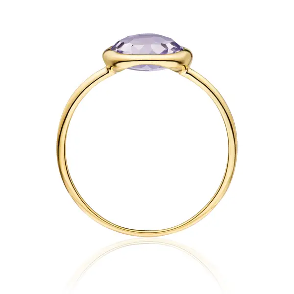 Leaf Jewelry Ring Amethyst, 14 K Gelbgold
