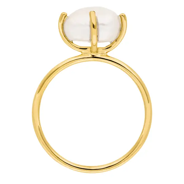 Leaf Jewelry Ring Barock Pearl, 14K Gelbgold