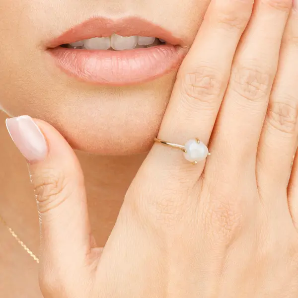 Leaf Jewelry Ring Barock Pearl, 14K Gelbgold