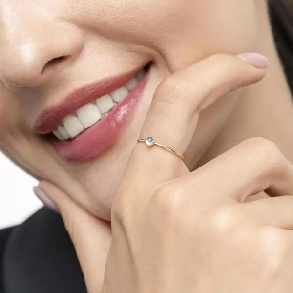 Leaf Jewelry Ring Cabochon, 14 K Gelbgold, Mondstein