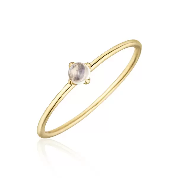 Leaf Jewelry Ring Cabochon, 14 K Gelbgold, Mondstein