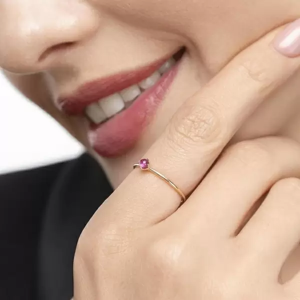 Leaf Jewelry Ring Cabochon, 14 K Gelbgold, Rubin