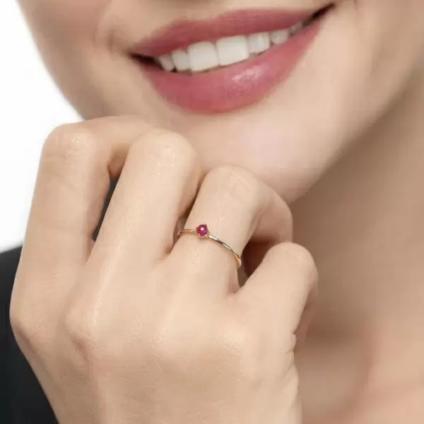 Leaf Jewelry Ring Cabochon, 14 K Gelbgold, Rubin