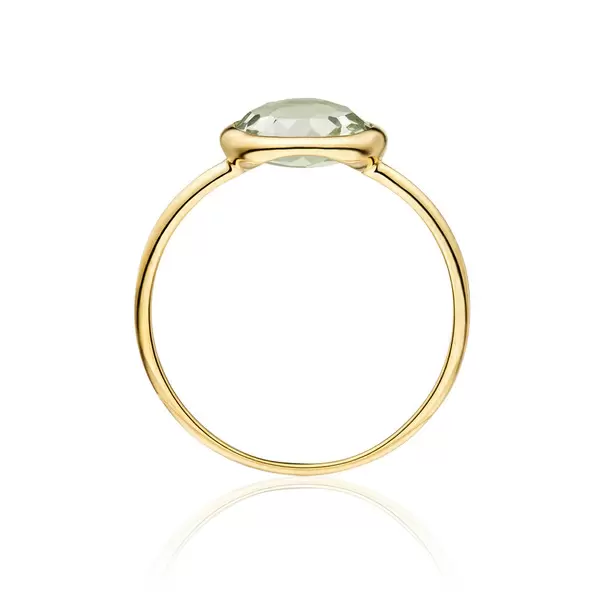 Leaf Jewelry Ring Grüner Amethyst, 14 K Gelbgold,