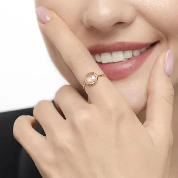 Leaf Jewelry Ring Grüner Amethyst, 14 K Gelbgold,