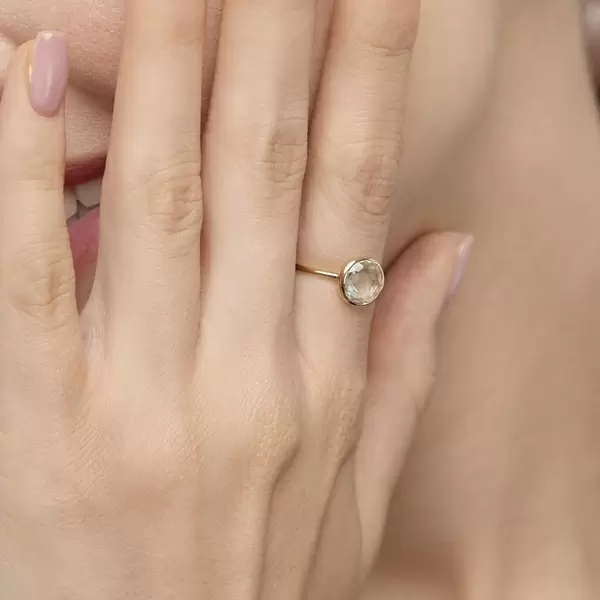 Leaf Jewelry Ring Grüner Amethyst, 14 K Gelbgold,