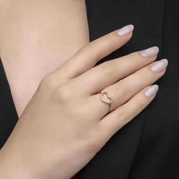 Leaf Jewelry Ring Herz Mit Diamanten, 18 K Rosegold