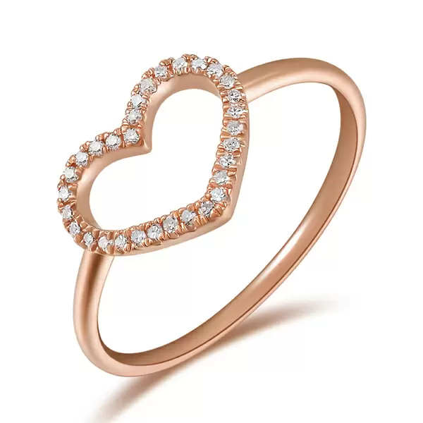Leaf Jewelry Ring Herz mit Diamanten, 18 K Rosegold