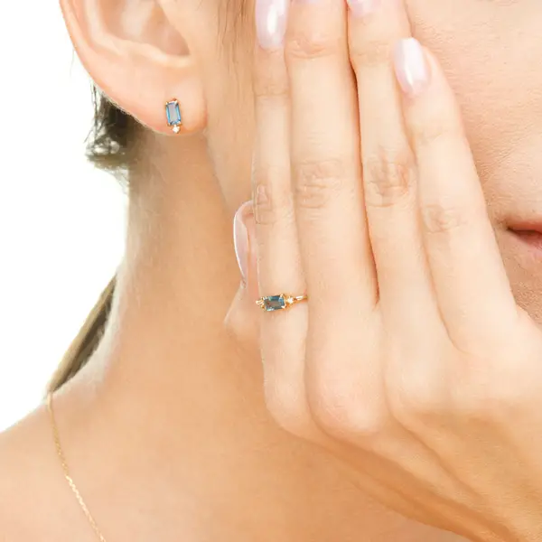 Leaf Jewelry Ring London Blue Topas, 14K Gelbgold