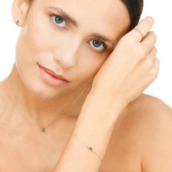 Leaf Jewelry Ring London Blue Topas, 14K Gelbgold