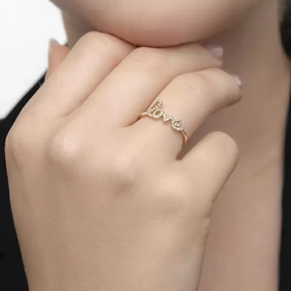 Leaf Jewelry Ring Love 18K Gelbgold Mit Diamanten