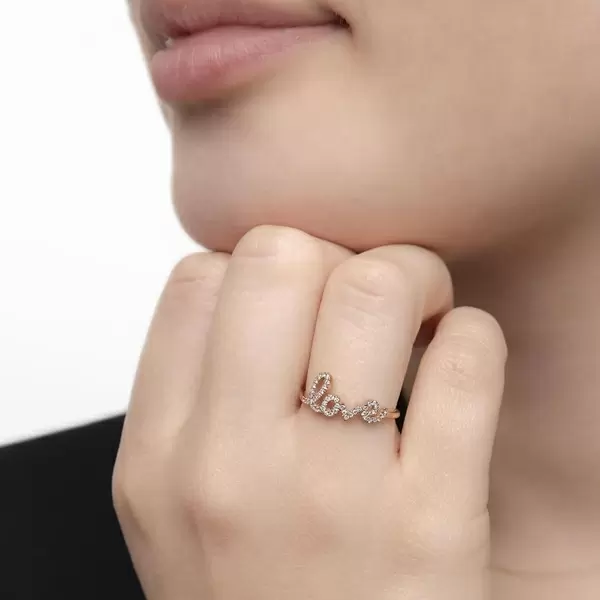 Leaf Jewelry Ring Love 18K Roségold Mit Diamanten