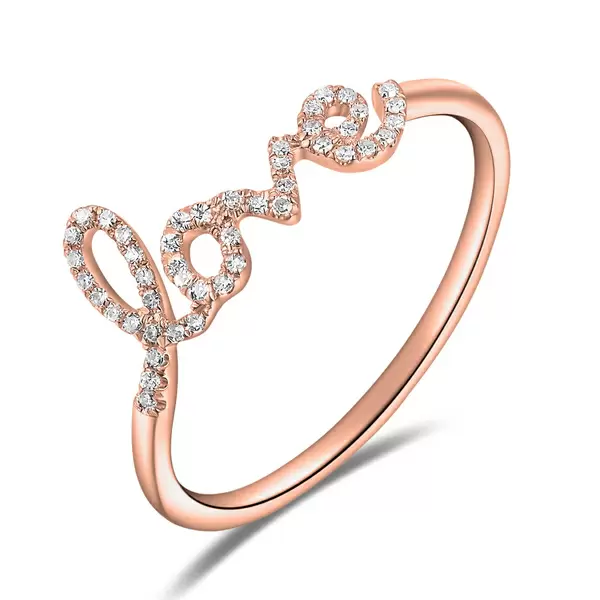 Leaf Jewelry Ring Love 18K Roségold mit Diamanten