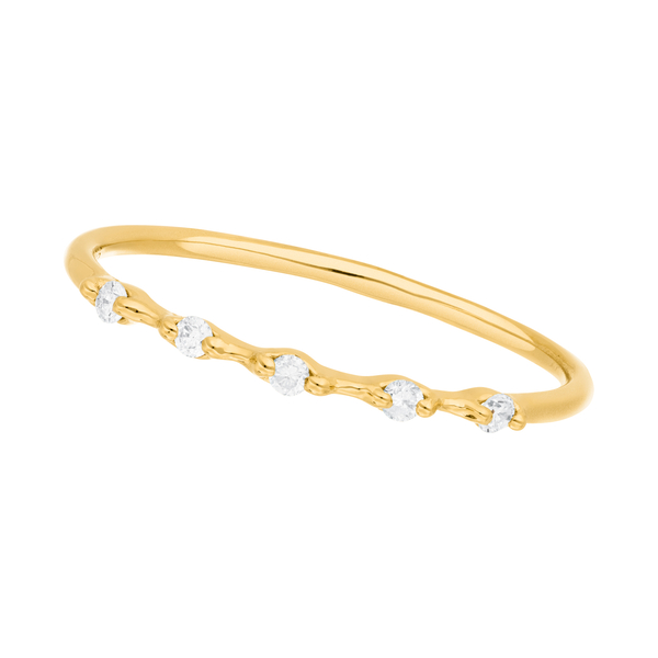 Leaf Jewelry Ring Mit 5 Diamanten, 14K Gelbgold