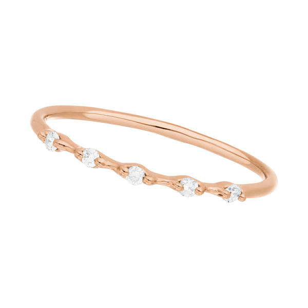 Leaf Jewelry Ring Mit 5 Diamanten, 14K Rosegold