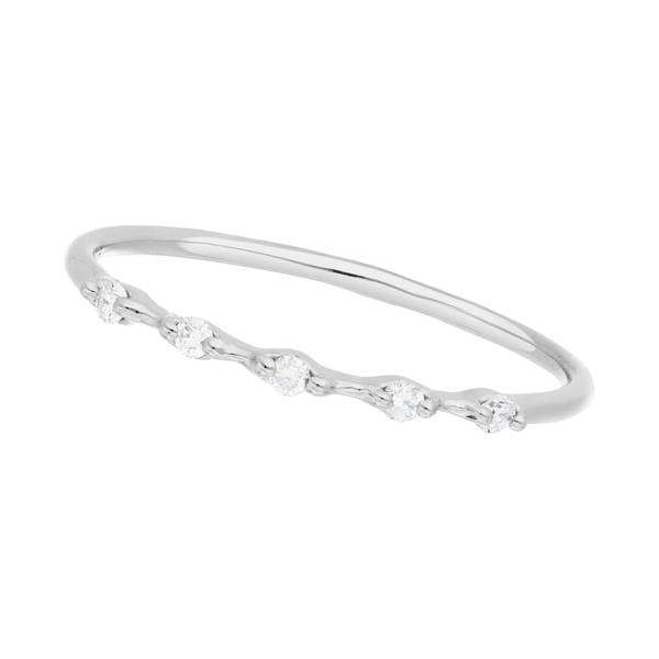 Leaf Jewelry Ring Mit 5 Diamanten, 14K Weißgold