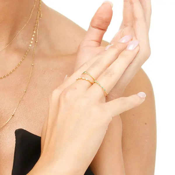 Leaf Jewelry Ring Mit 5 Smaragden, 14K Gelbgold