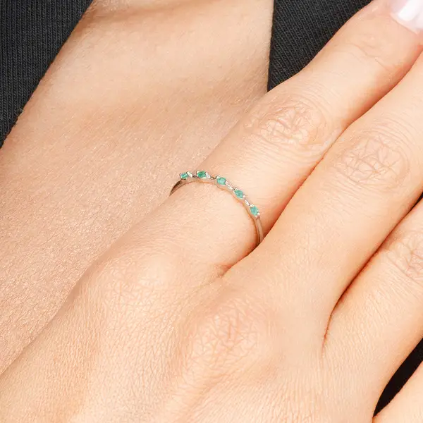 Leaf Jewelry Ring Mit 5 Smaragden, 14K Weißgold