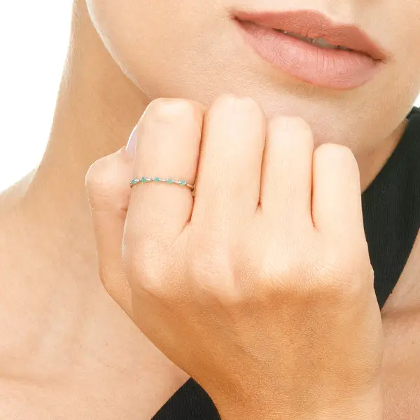 Leaf Jewelry Ring Mit 5 Smaragden, 14K Weißgold