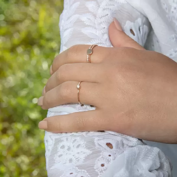 Leaf Jewelry Ring "my First Diamond", 14 K Rosegold
