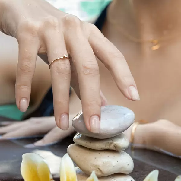 Leaf Jewelry Ring "my First Diamond", 14 K Rosegold