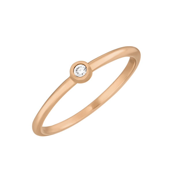 Leaf Jewelry Ring "my first diamond", 14 K Rosegold