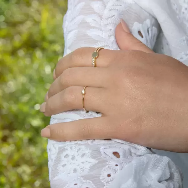 Leaf Jewelry Ring "my First Diamond", 14 K Weißgold