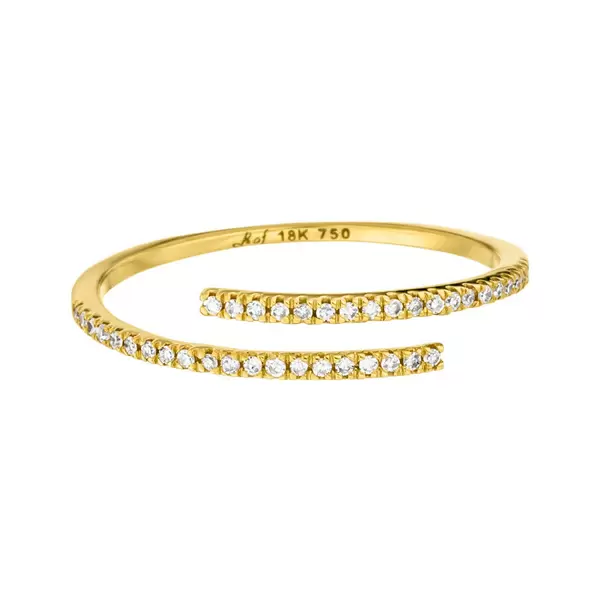 Leaf Jewelry Ring Open Mit Diamanten, 18 K Gelbgold