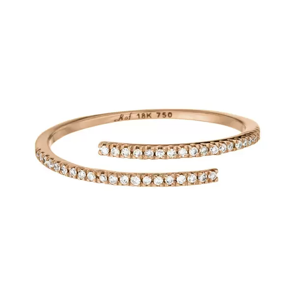 Leaf Jewelry Ring Open Mit Diamanten, 18 K Rosegold