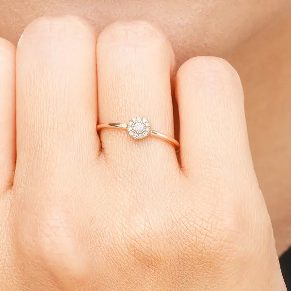 Leaf Jewelry Ring Pavé II, 18 K Roségold