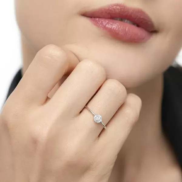 Leaf Jewelry Ring Pavé II, 18 K Weissgold