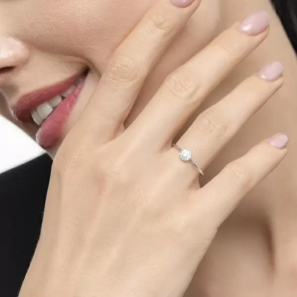 Leaf Jewelry Ring Pavé II, 18 K Weissgold