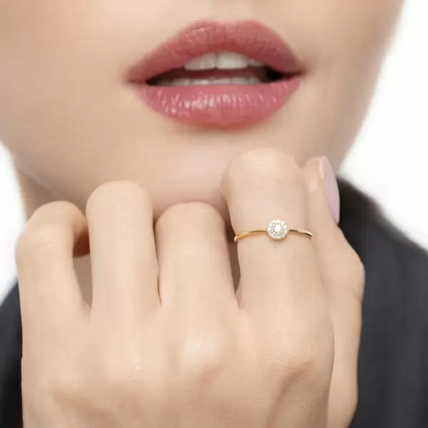 Leaf Jewelry Ring Pavé II, 18K Gelbgold