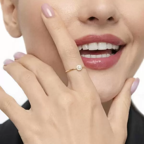 Leaf Jewelry Ring Pavé II, 18K Gelbgold