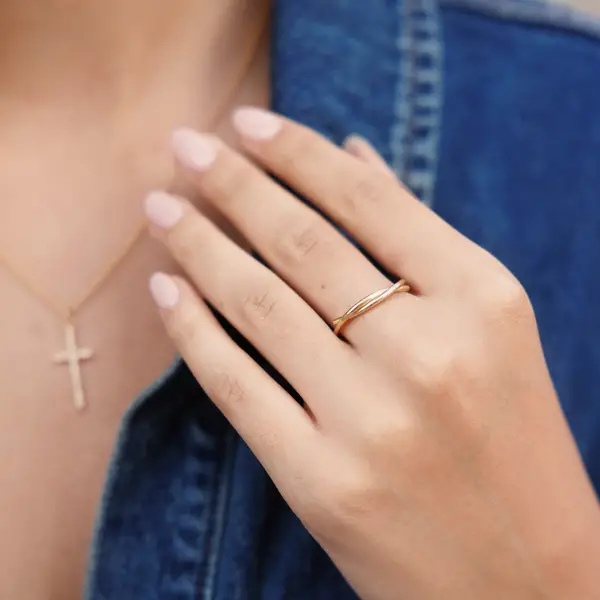 Leaf Jewelry Ring "Tupe", 18 K Rosegold Vergoldet