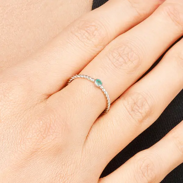 Leaf Jewelry Ring Twist Smaragd, 14K Gelbgold