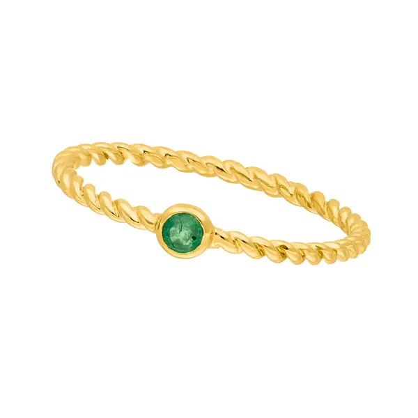 Leaf Jewelry Ring Twist Smaragd, 14K Gelbgold
