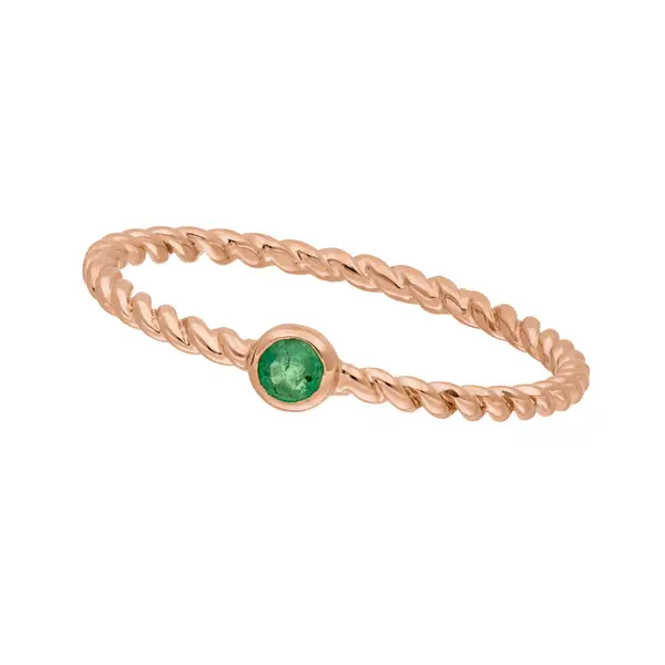 Leaf Jewelry Ring Twist Smaragd, 14K Rosegold