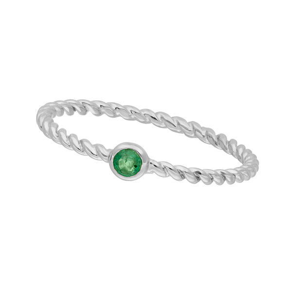 Leaf Jewelry Ring Twist Smaragd, 14K Weißgold