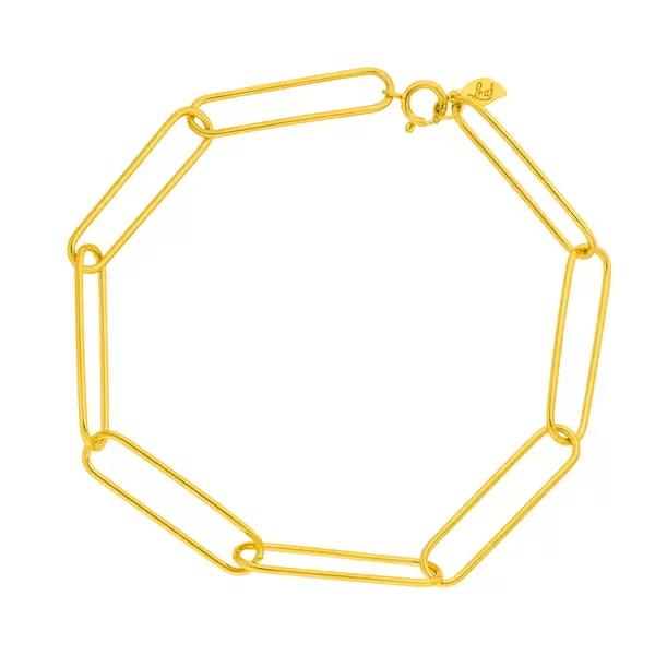 Leaf Jewelry Silber Armkette, BIG SQUARE, Gelbgold